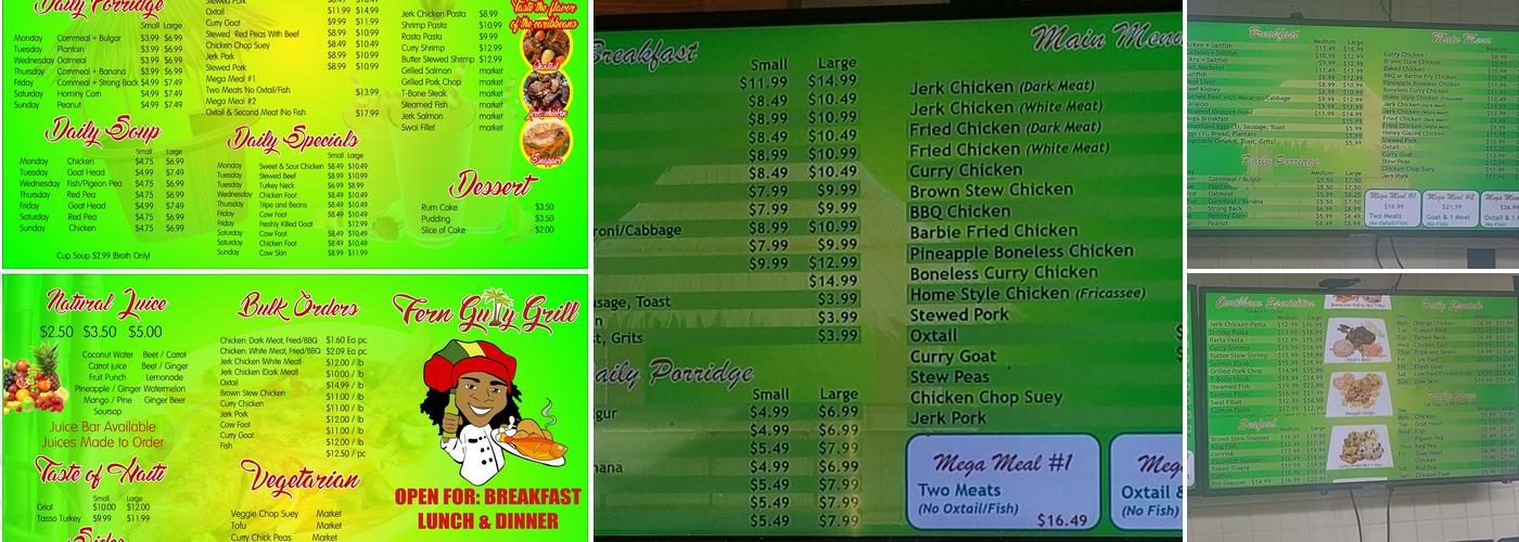 Fern Gully Grill Menu