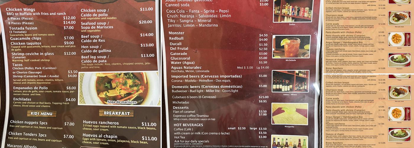 Churrasco Fusion Menu
