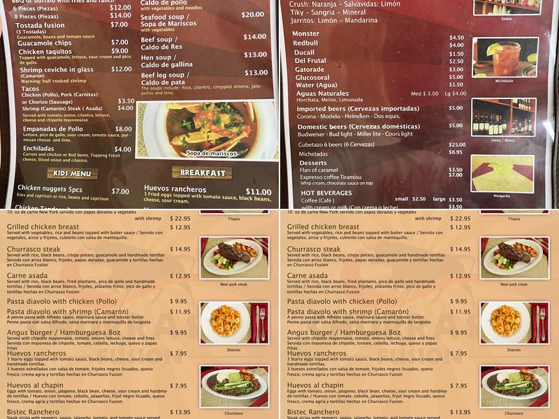 Churrasco Fusion Menu