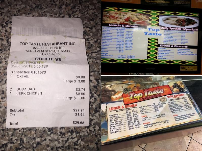 Bull Top Taste Restaurant Menu