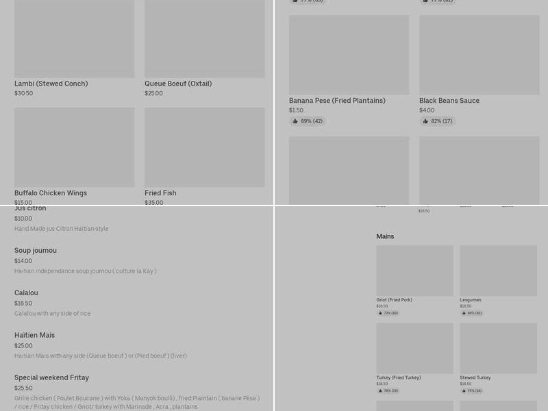 Grace Caribbean Menu