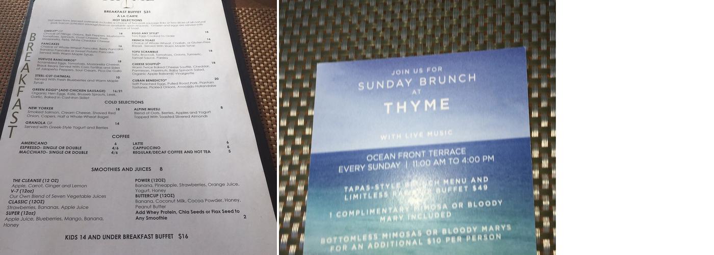 Carillon Miami South Tower Menu