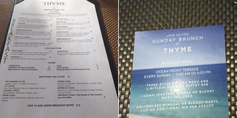 Carillon Miami South Tower Menu