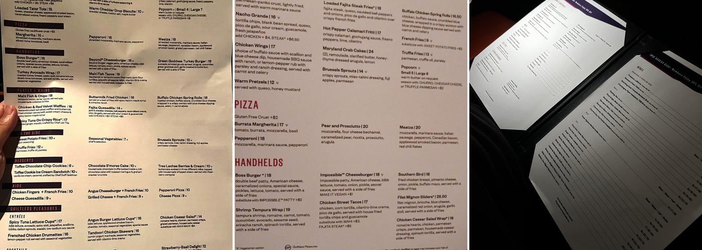 IPIC Theaters Menu