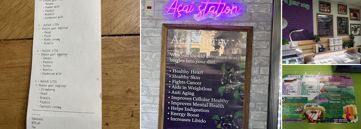 Açaí com Tapioca Menu