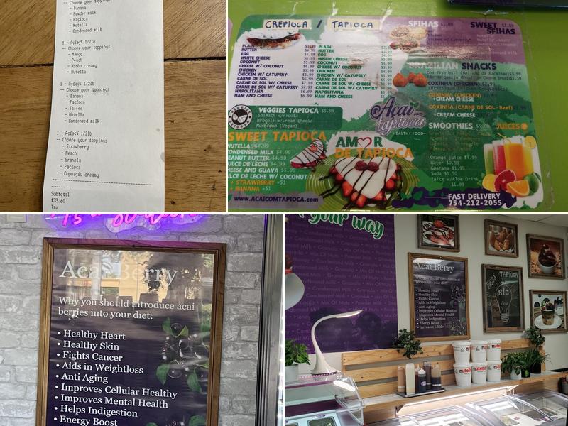 Açaí com Tapioca Menu