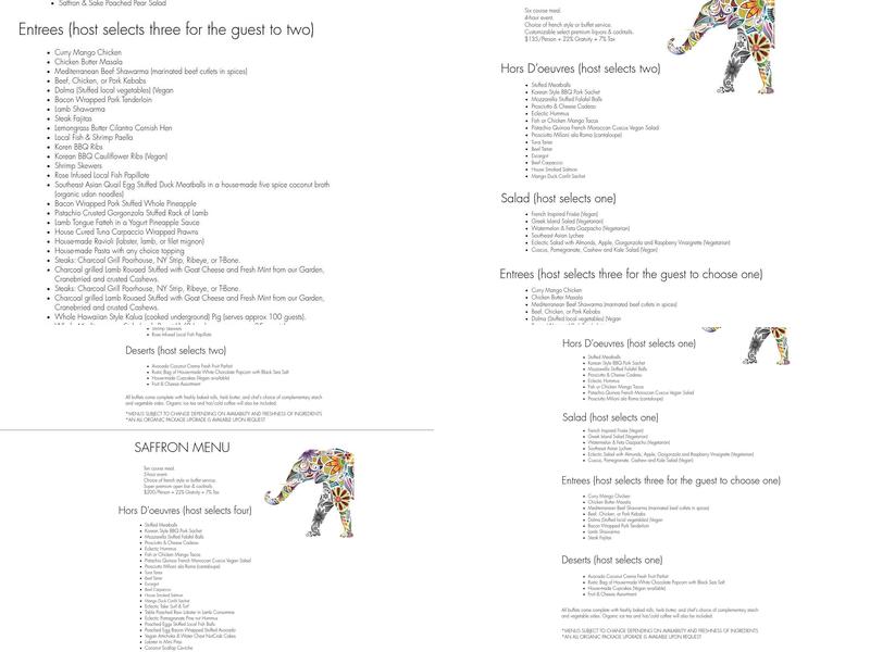 Eclectic Eats Catering & Private Events Menu