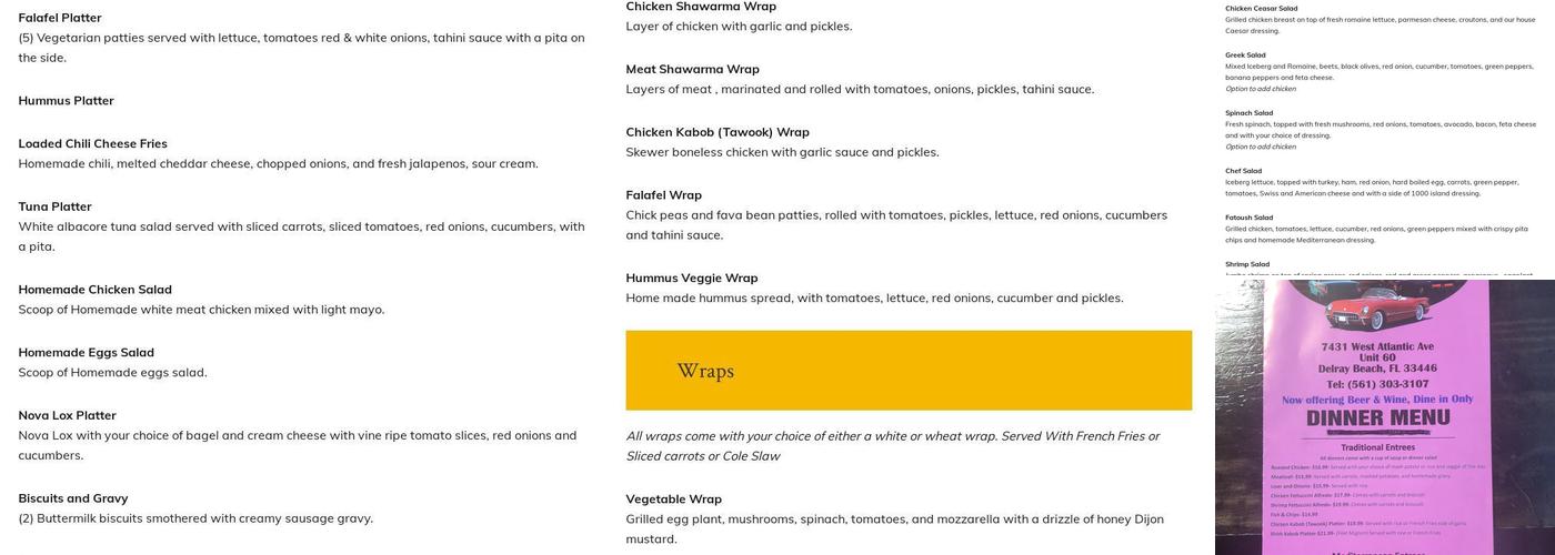 Penelope's Diner Menu