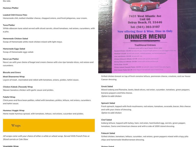 Penelope's Diner Menu