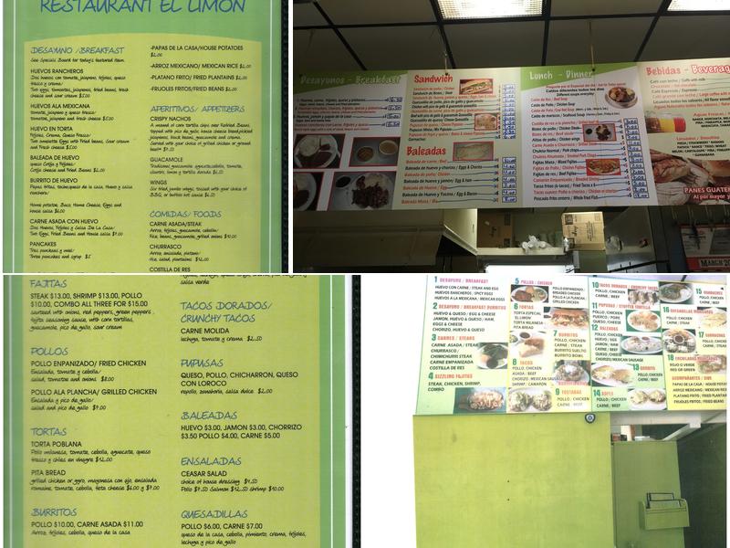 Restaurant El Limon Menu