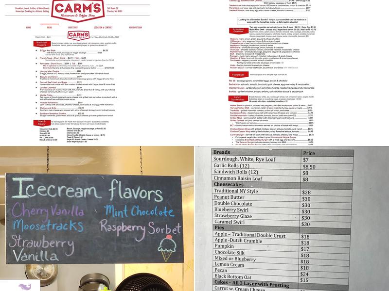 Carm’s Restaurant and Coffee Shop Menu