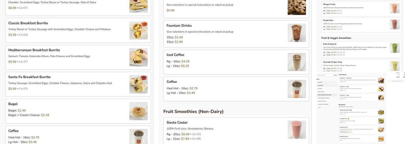 Nature's Table Menu