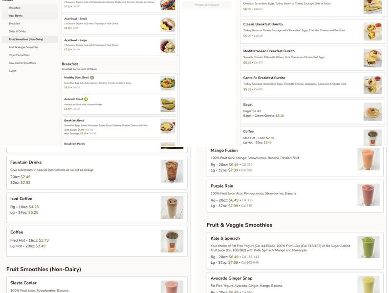 Nature's Table Menu