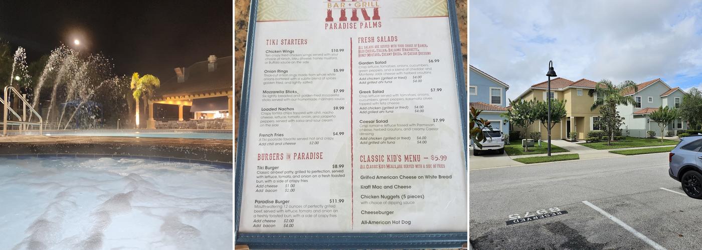 Paradise Palms Resort Menu