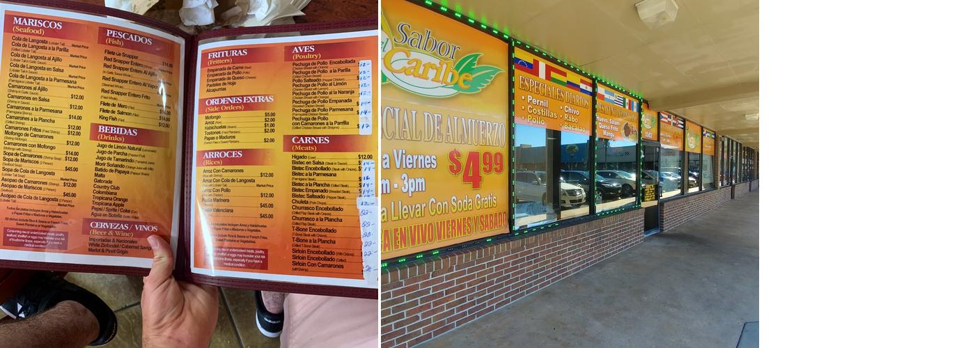 Sabor del Caribe Menu