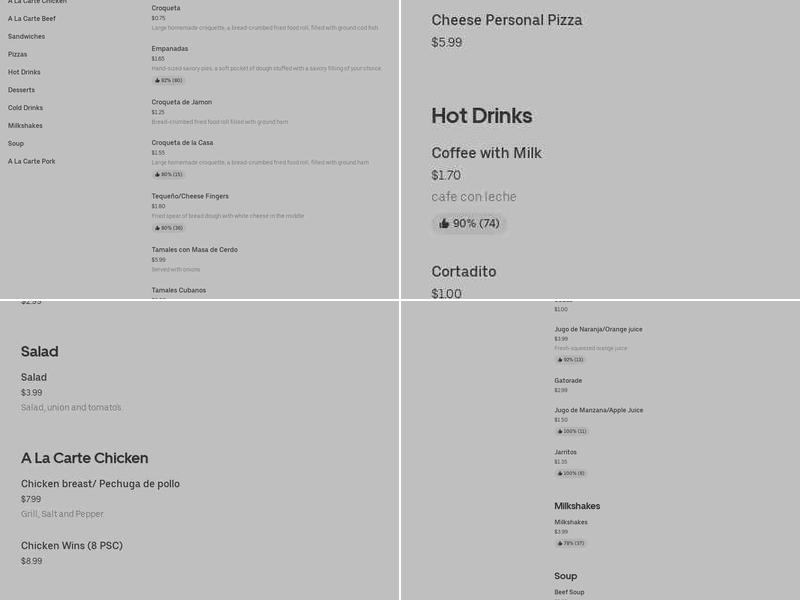 Diaz Restaurant Cafe Menu