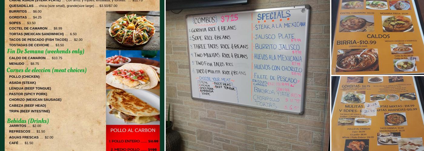 El Taco Jalisco Taqueria Menu