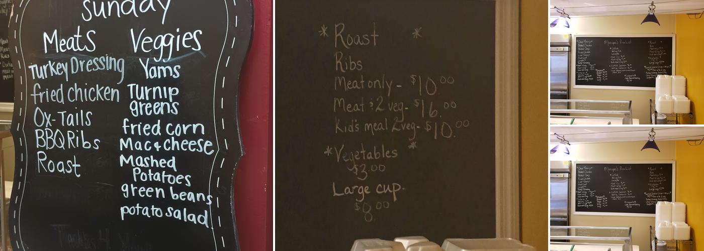 Monique's Home Style Cooking Menu