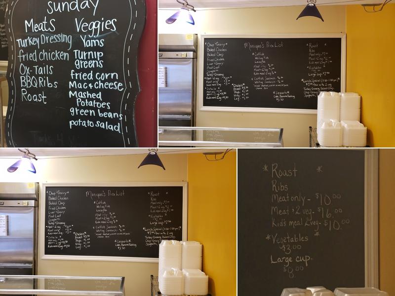 Monique's Home Style Cooking Menu