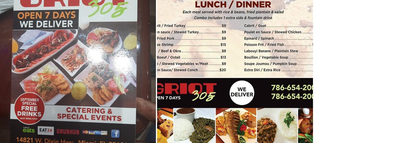 Griot 305 Menu