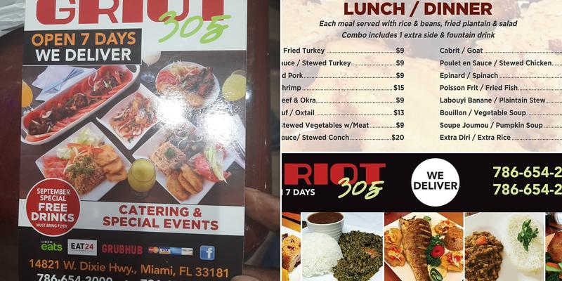 Griot 305 Menu