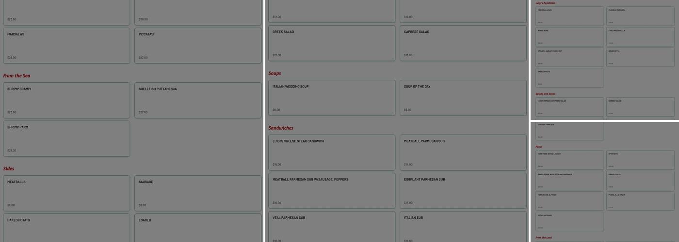 Catering By Luigi's Menu