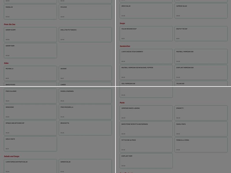 Catering By Luigi's Menu