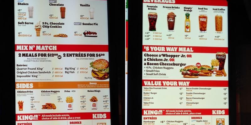 Burger King Menu