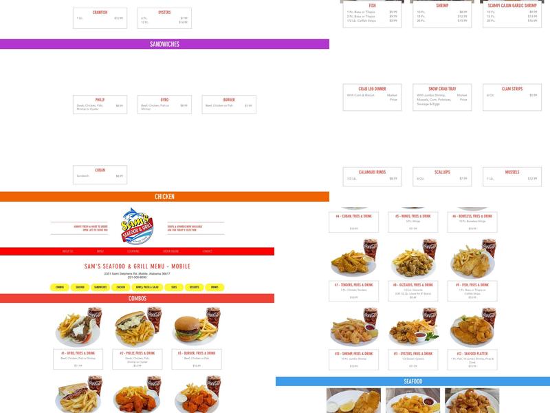 Sam's Seafood & Grill Menu