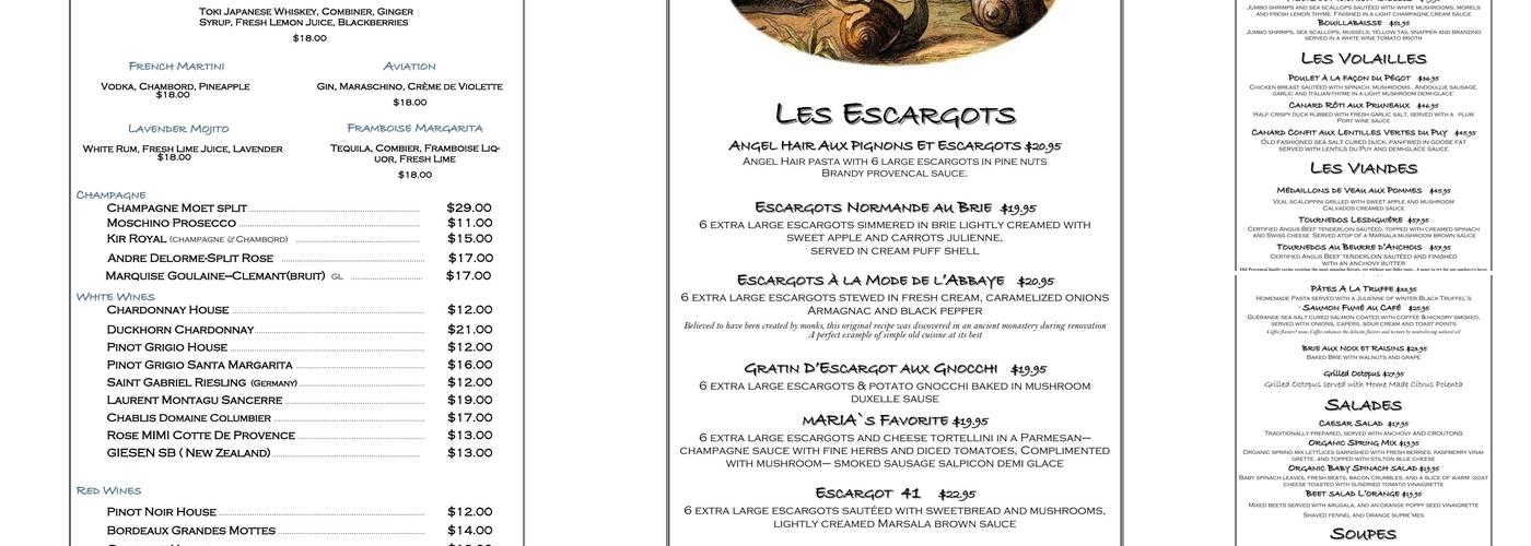 Escargot 41 Menu