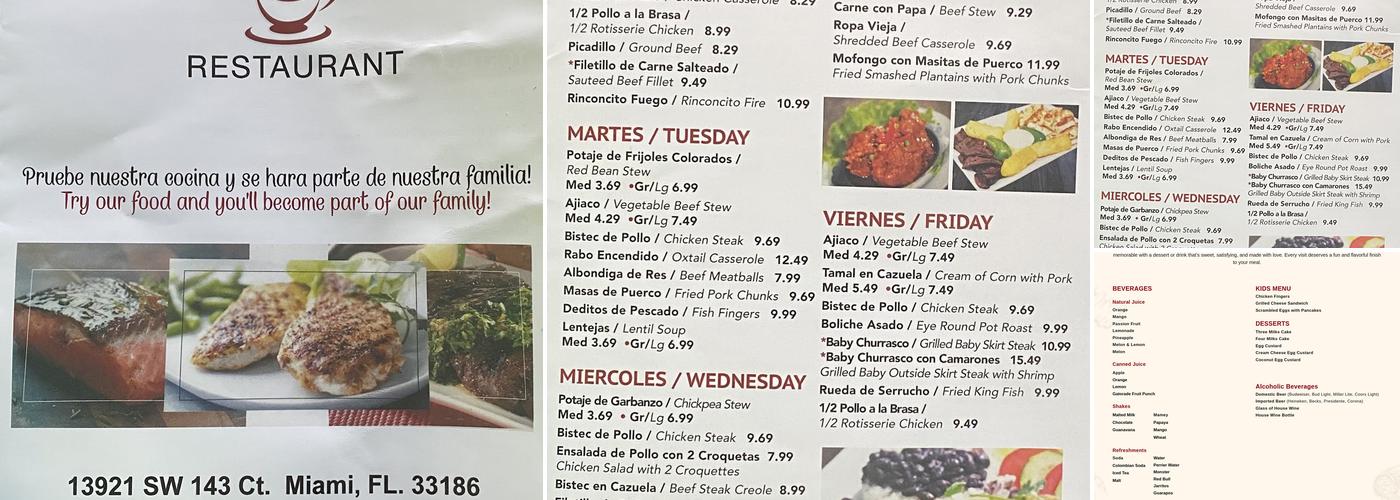 Rinconcito Express Menu