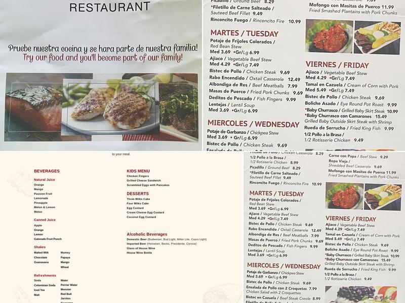 Rinconcito Express Menu