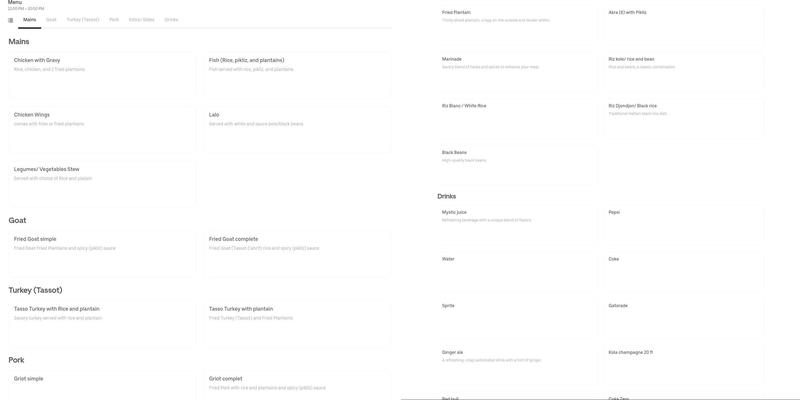 La Belle Venus Inc. Menu