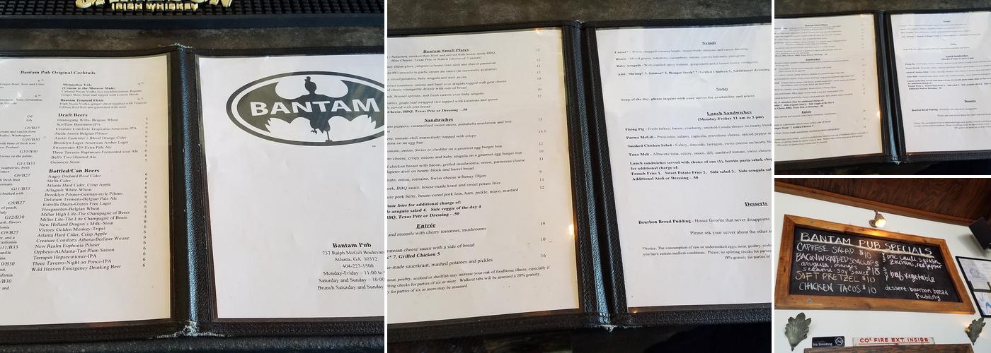 Bantam Pub Menu