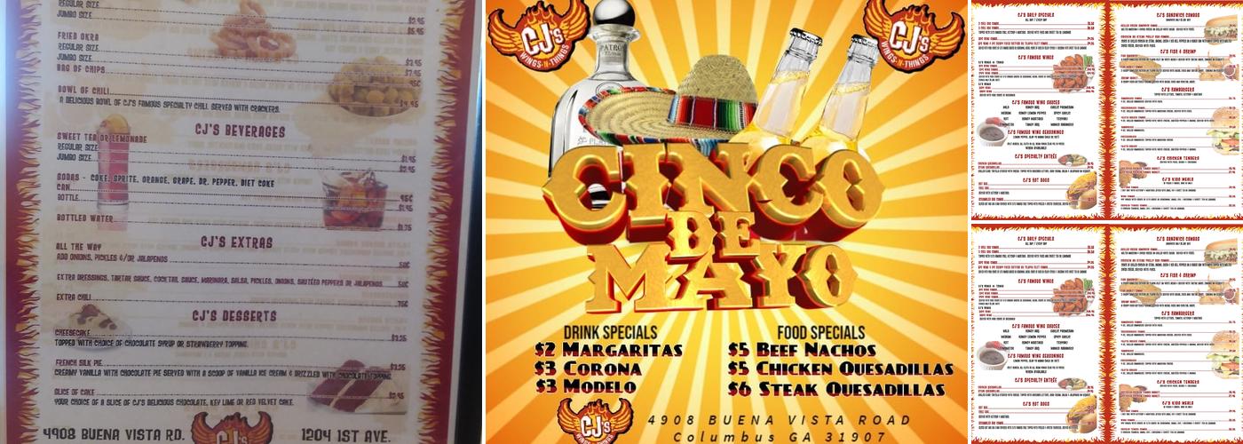 C J's Wings & Things Menu