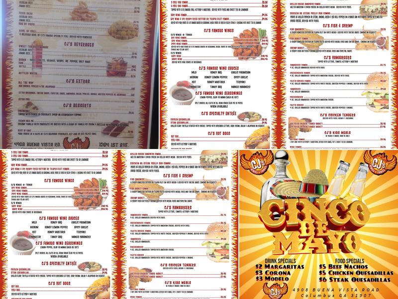 C J's Wings & Things Menu