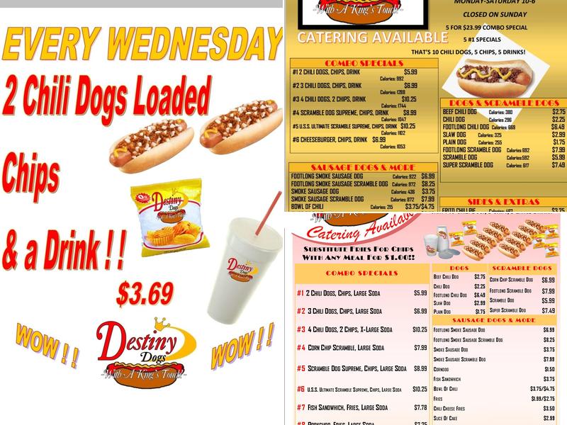 Destiny Dogs Menu