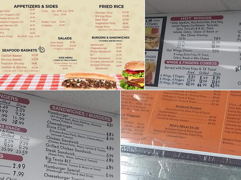 Dixie Wings Menu