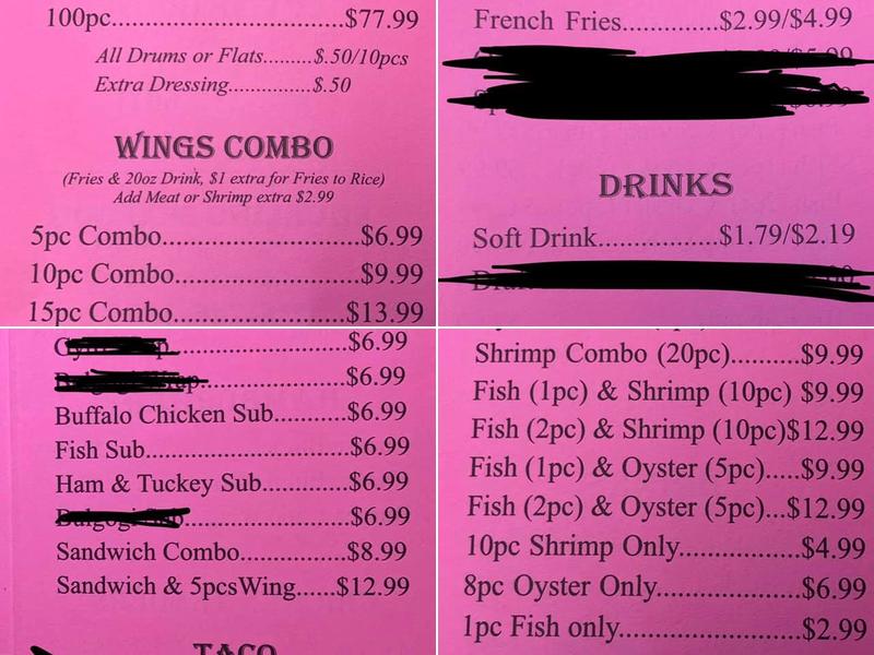 CC Fish House Menu