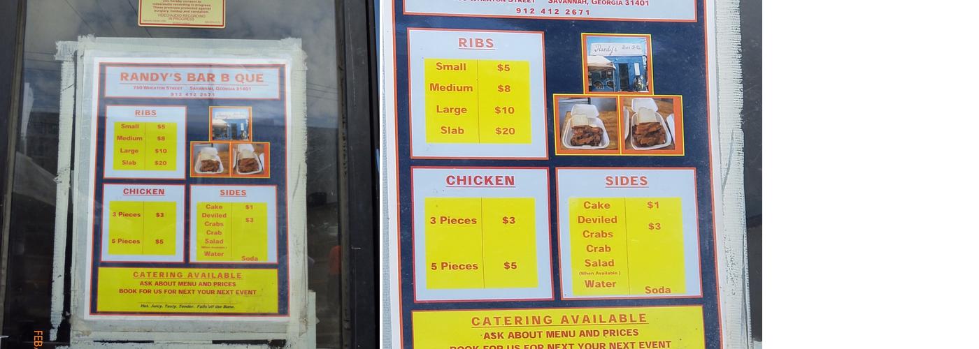 Randy's Bar-B-Q Menu