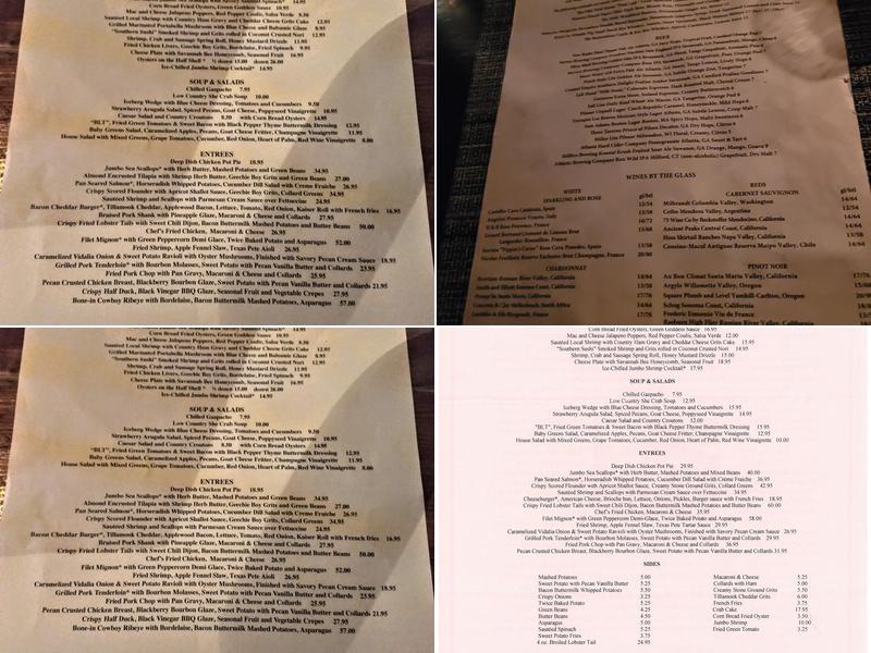 Planters Tavern Menu