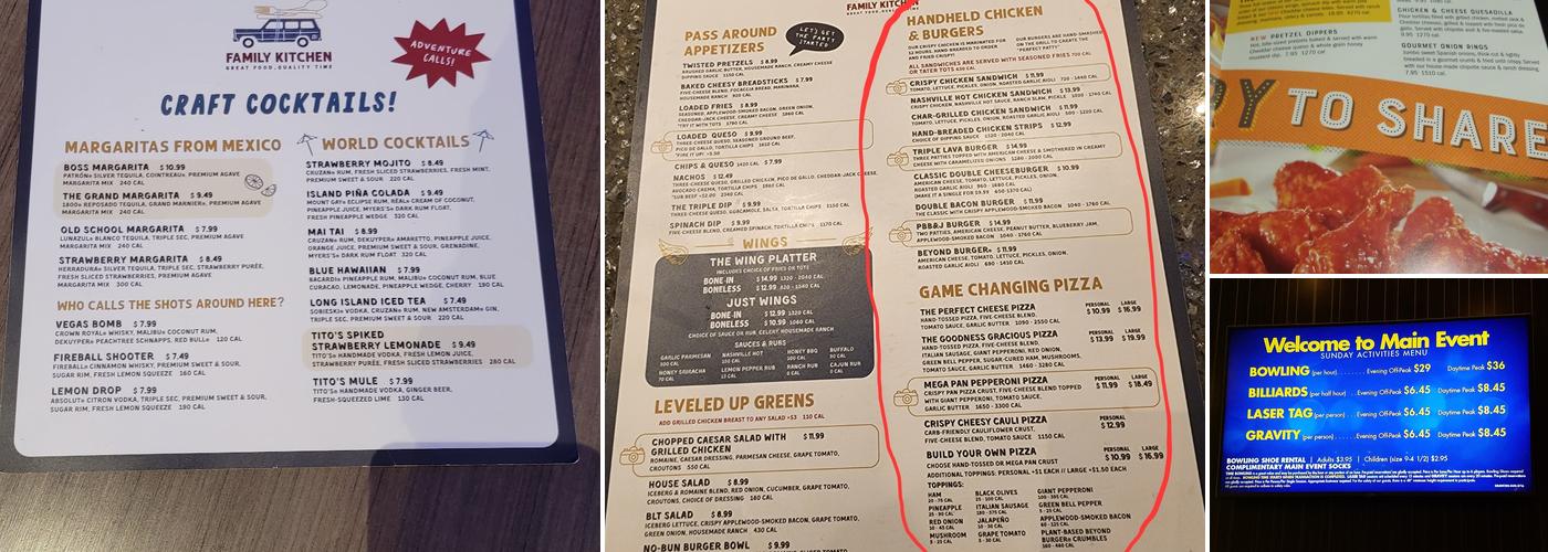 Main Event Alpharetta Menu