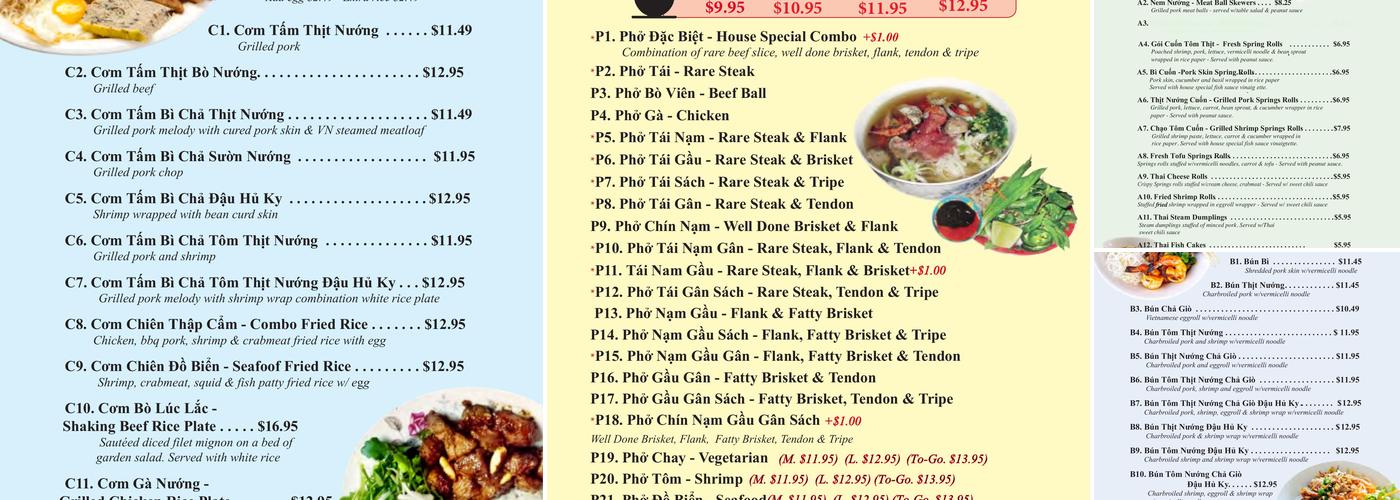 Pho Hoang Long Menu