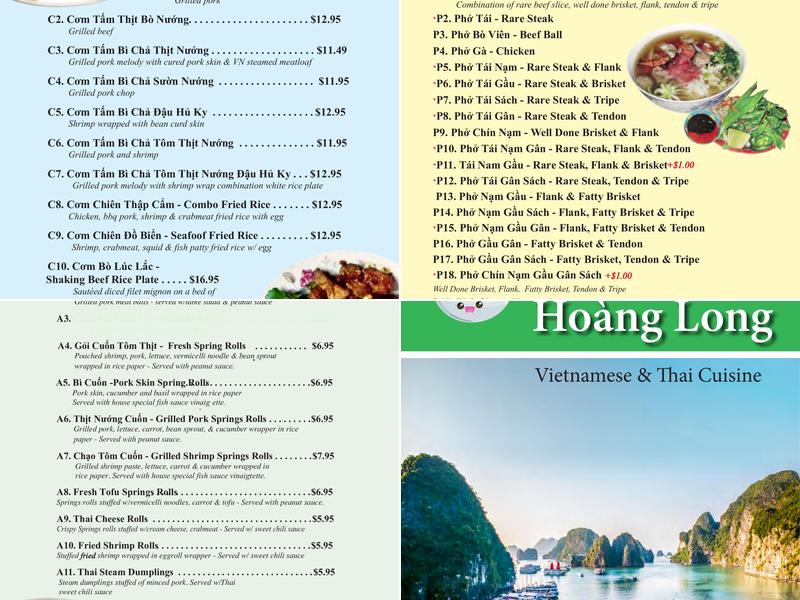 Pho Hoang Long Menu