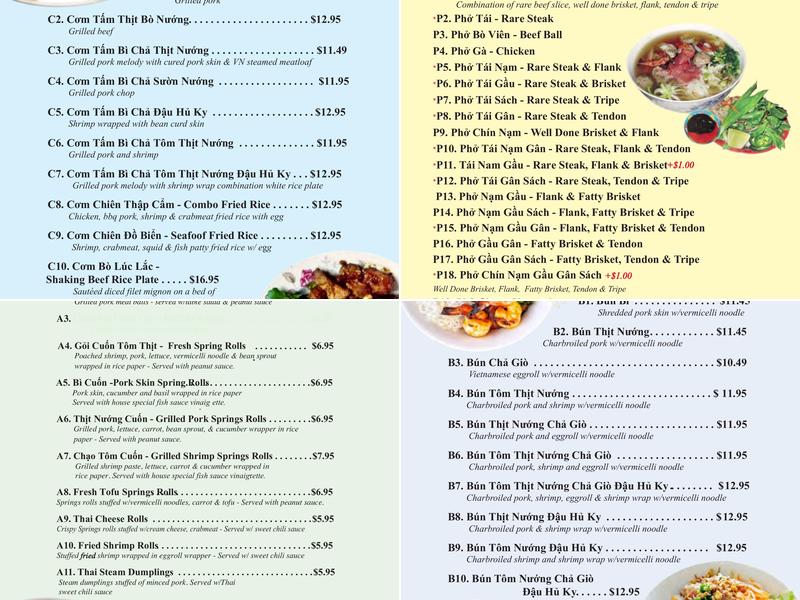 Pho Hoang Long Menu