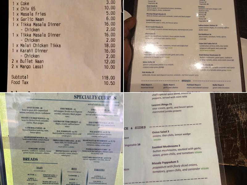 Blue India Menu