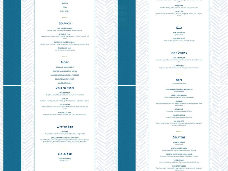 Blue Fin Menu