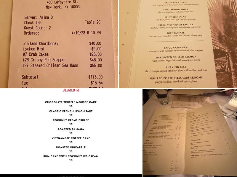 Indochine Menu