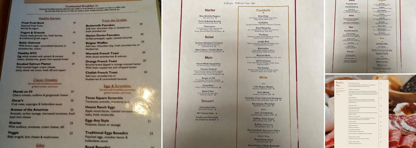 Murals on 54 Menu