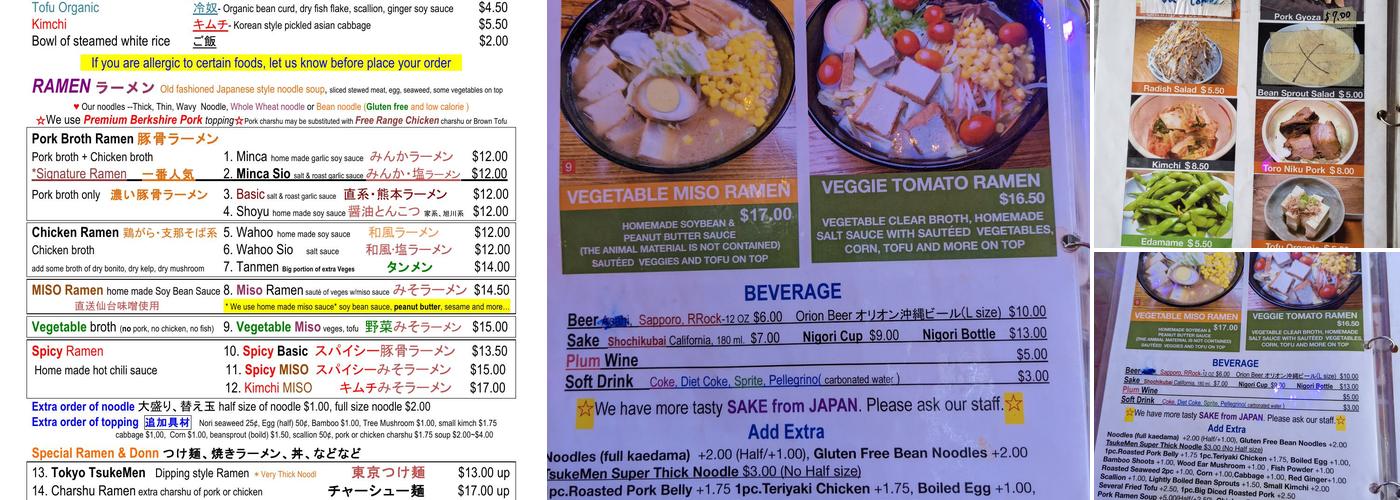 Minca Menu